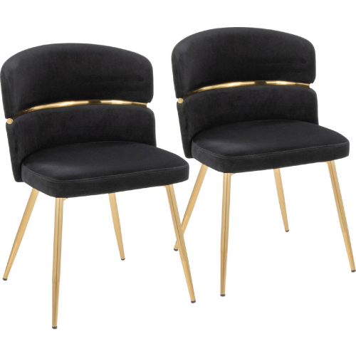 Cinch Dining Chair in Gold & Black Velvet (Set of 2)